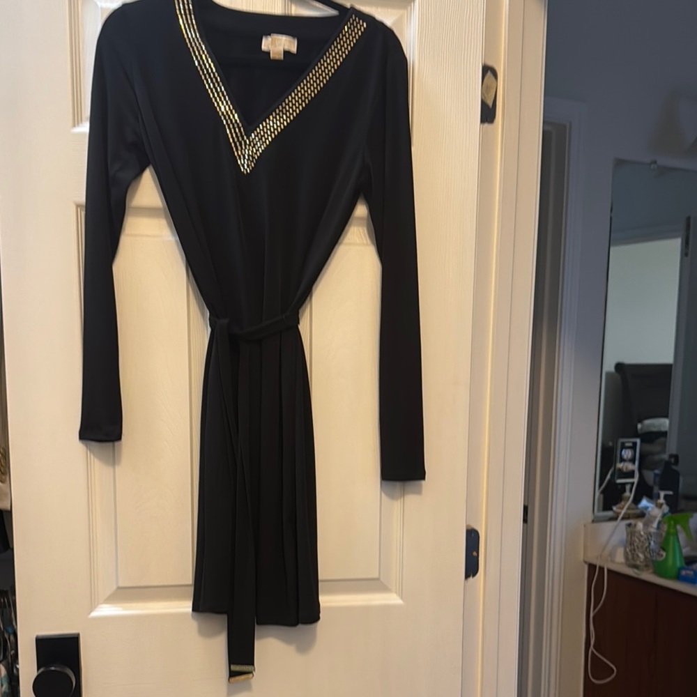Elegant Black Dress with Gold Accents